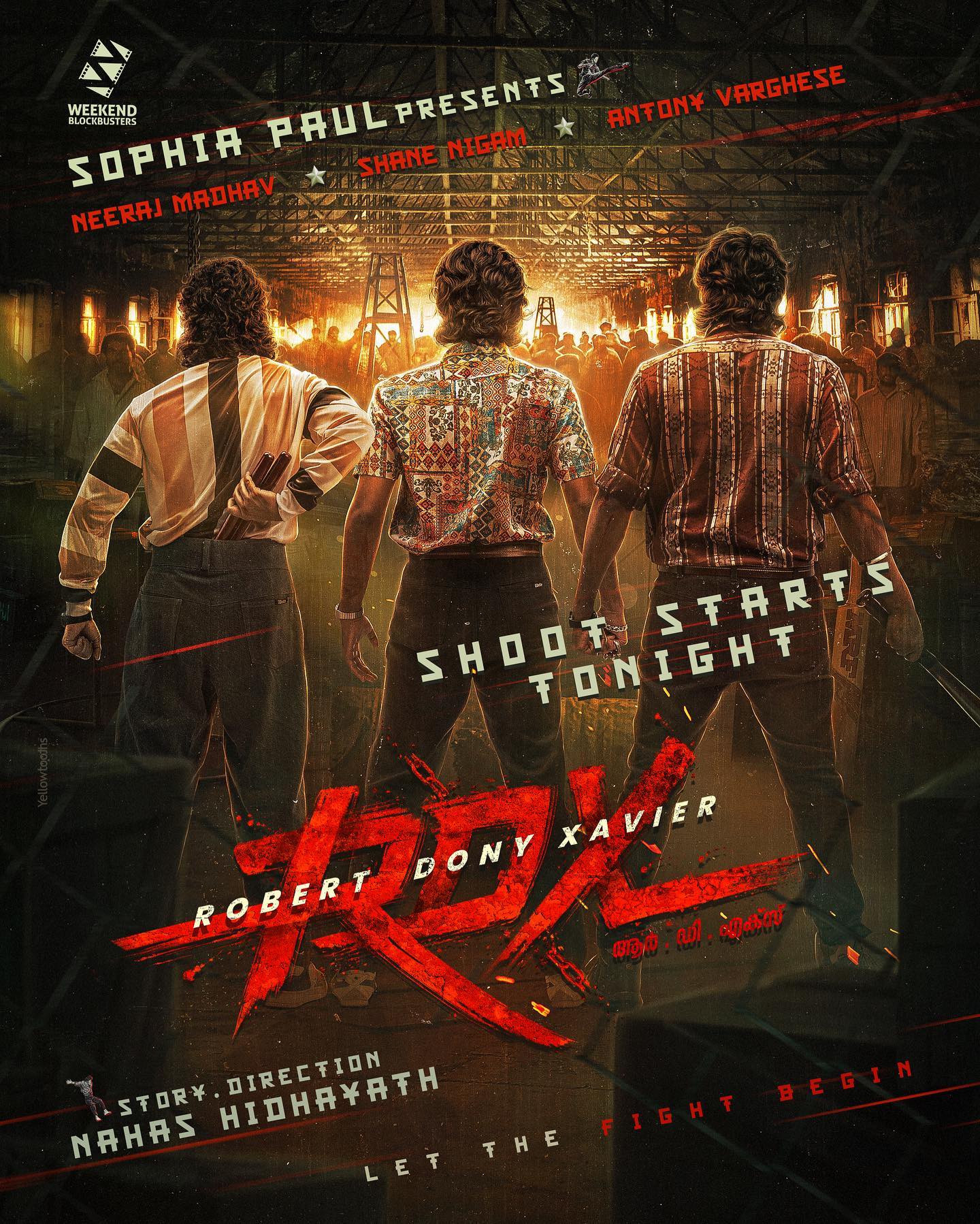 Shane Nigam, Neeraj Madhav, and Antony Varghese in RDX: Robert Dony Xavier (2023)