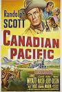 Randolph Scott, Nancy Olson, and Jane Wyatt in Canadian Pacific (1949)