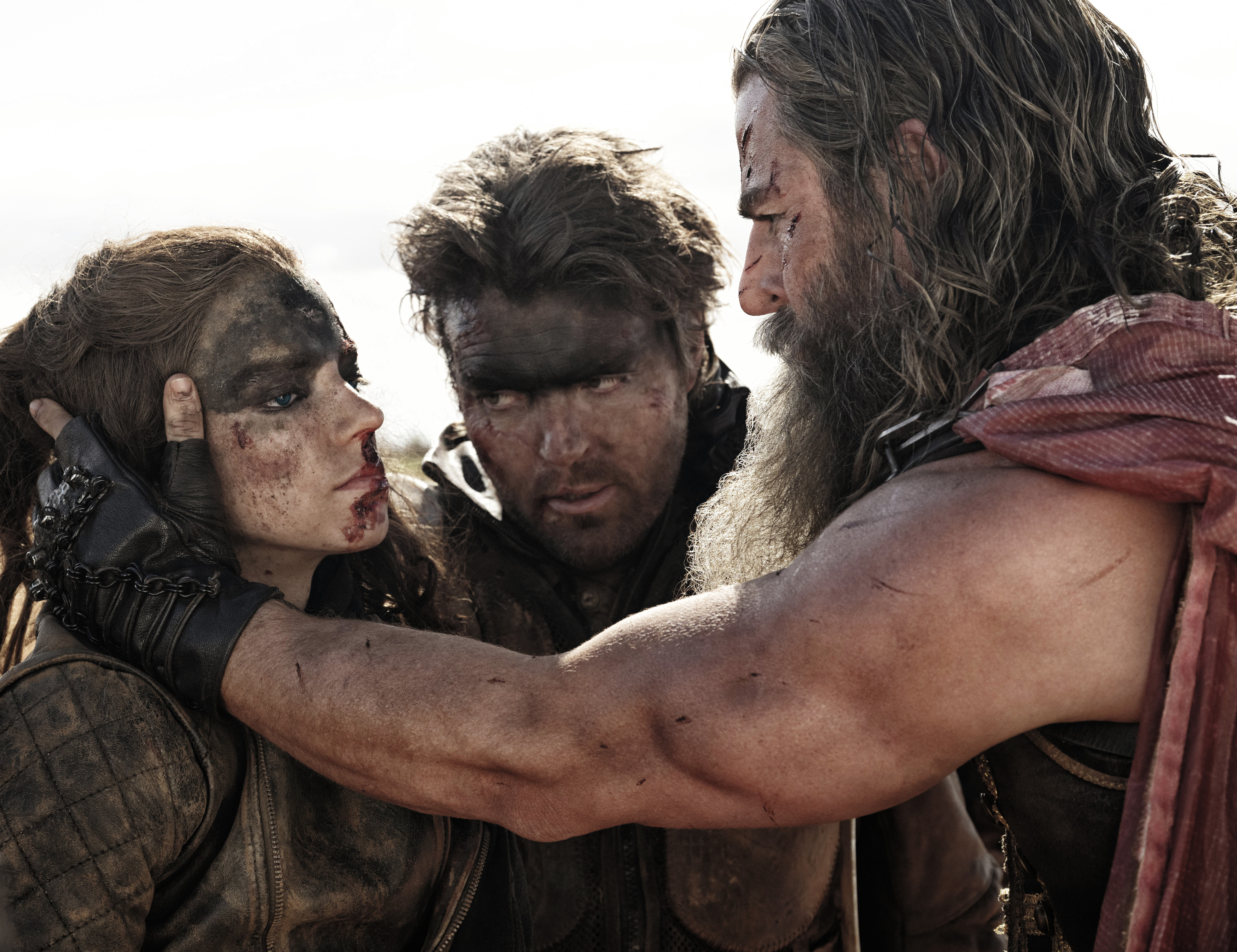 Tom Burke, Chris Hemsworth, and Anya Taylor-Joy in Furiosa: A Mad Max Saga (2024)