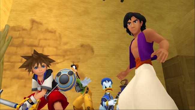 Haley Joel Osment, Tony Anselmo, Bill Farmer, and Scott Weinger in Kingdom Hearts (2002)