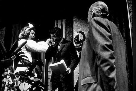 Efrem Zimbalist, Jr. with Janet Lake and director, George waGGner, filming "77 Sunset Strip," January 30, 1961.