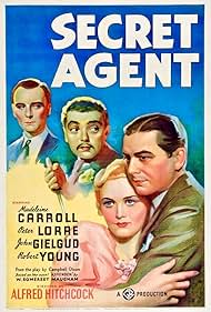 John Gielgud, Peter Lorre, Robert Young, and Madeleine Carroll in Secret Agent (1936)