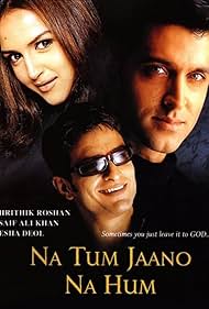 Hrithik Roshan, Esha Deol, and Saif Ali Khan in Na Tum Jaano Na Hum (2002)