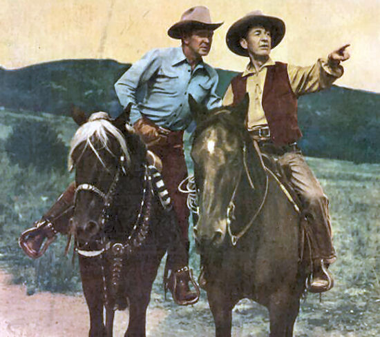 Syd Saylor and Bob Steele in Six Gun Man (1946)