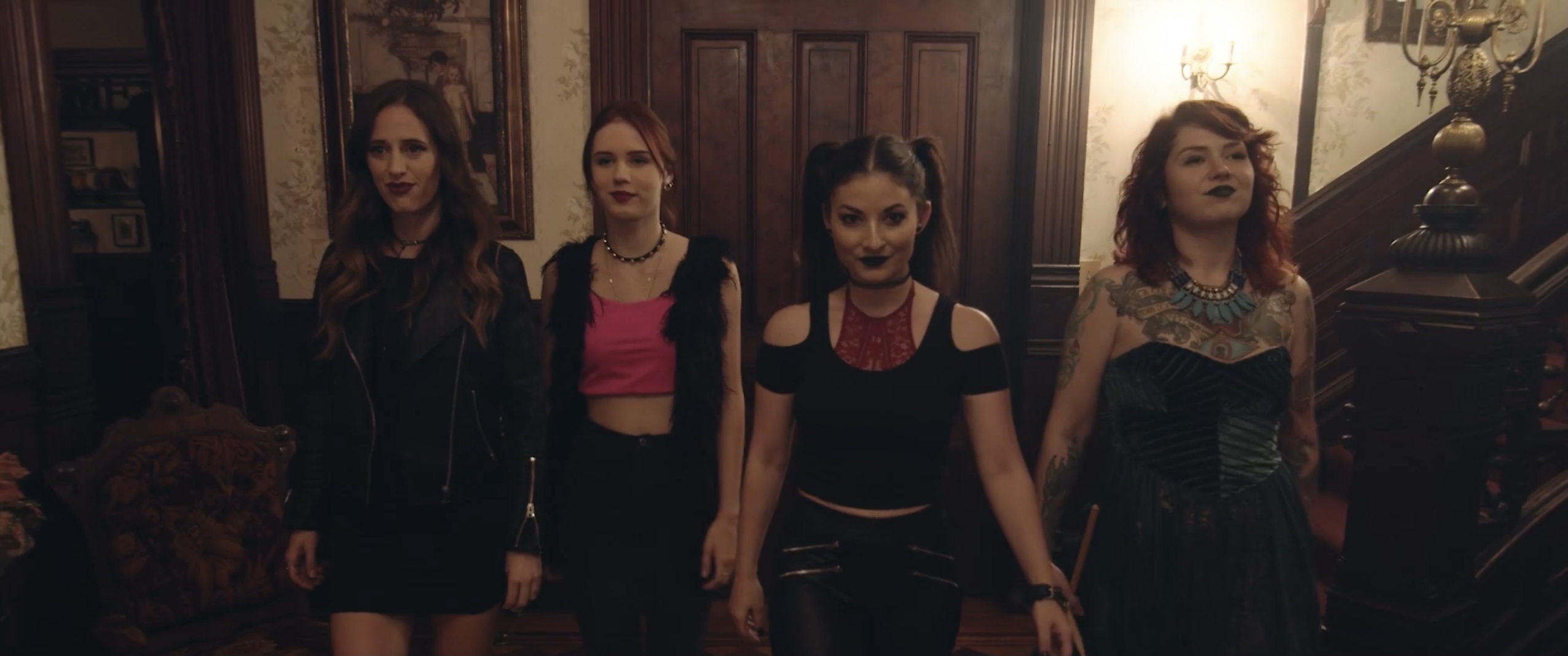 Ashton Leigh, Megan Ashley Brown, Elise Greene, and Camille Gladney in Incantation (2021)