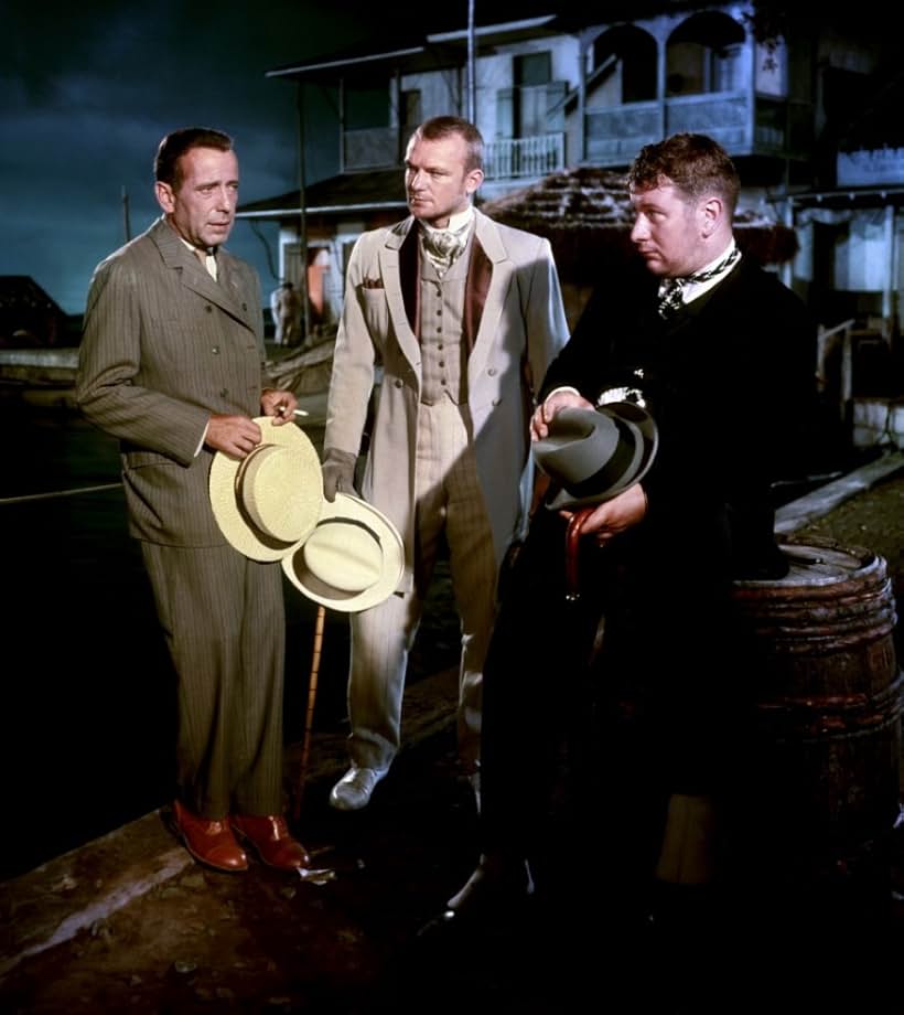 Humphrey Bogart, Peter Ustinov, and Aldo Ray in We're No Angels (1955)