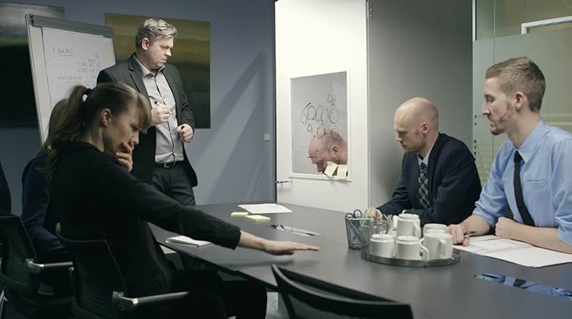 Morten Jørgensen, Jonas Schmidt, Maria Rich, Troels Faber, Amanda Collin, and Søren Peter Knudsen in Banken: New Normal (2014)