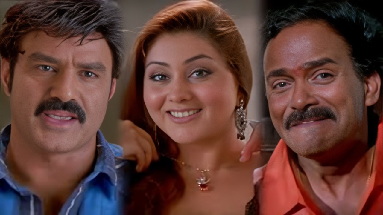 Nandamuri Balakrishna, Venu Madhav, and Namitha in Simha (2010)