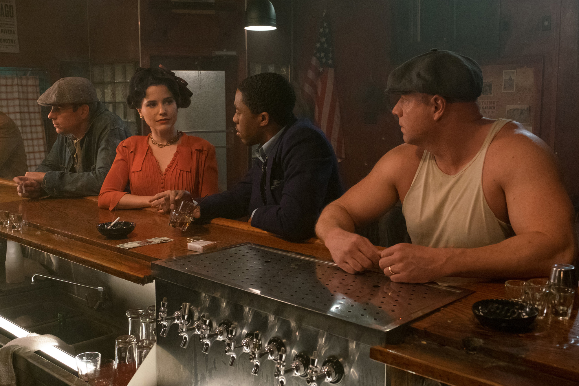 Sophia Bush, Chadwick Boseman, and Robert S. Bates in Marshall (2017)