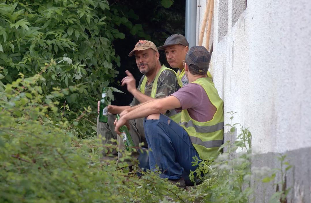 József Kerekes, Csaba Debreczeny, and Áron Molnár in A mi kis falunk (2017)