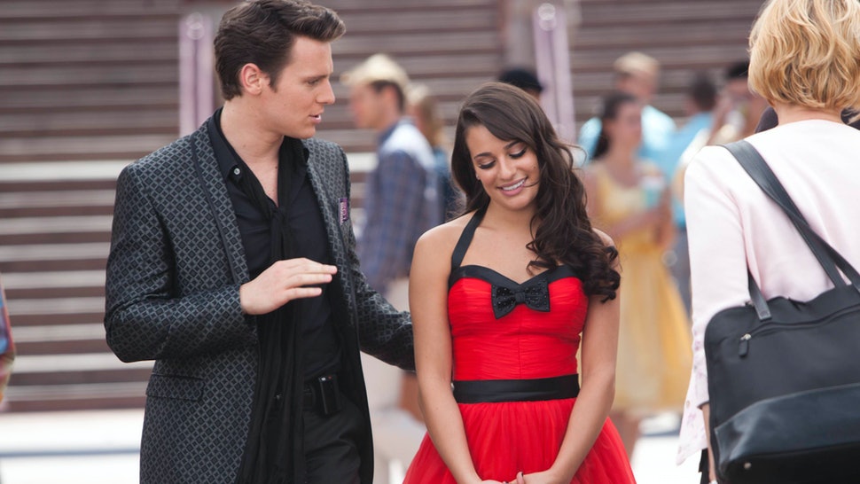 Lea Michele and Jonathan Groff in Glee (2009)