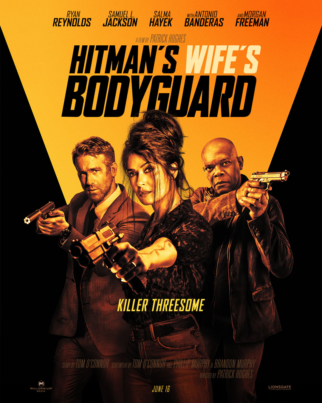 Salma Hayek, Samuel L. Jackson, and Ryan Reynolds in Hitman's Wife's Bodyguard (2021)