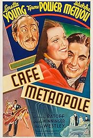 Tyrone Power, Adolphe Menjou, and Loretta Young in Café Metropole (1937)