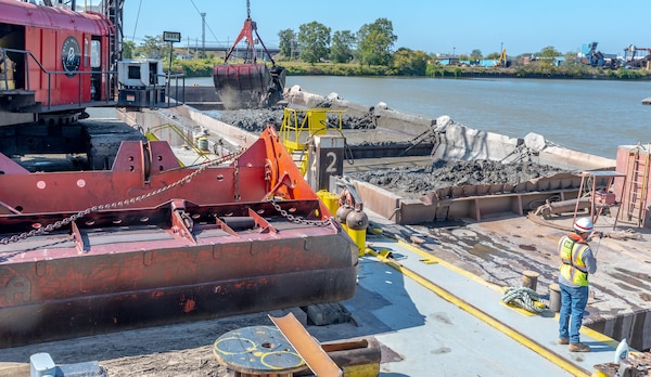 Mechanical dredging operations on the Buffalo River