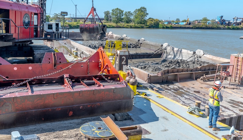 Mechanical dredging operations on the Buffalo River