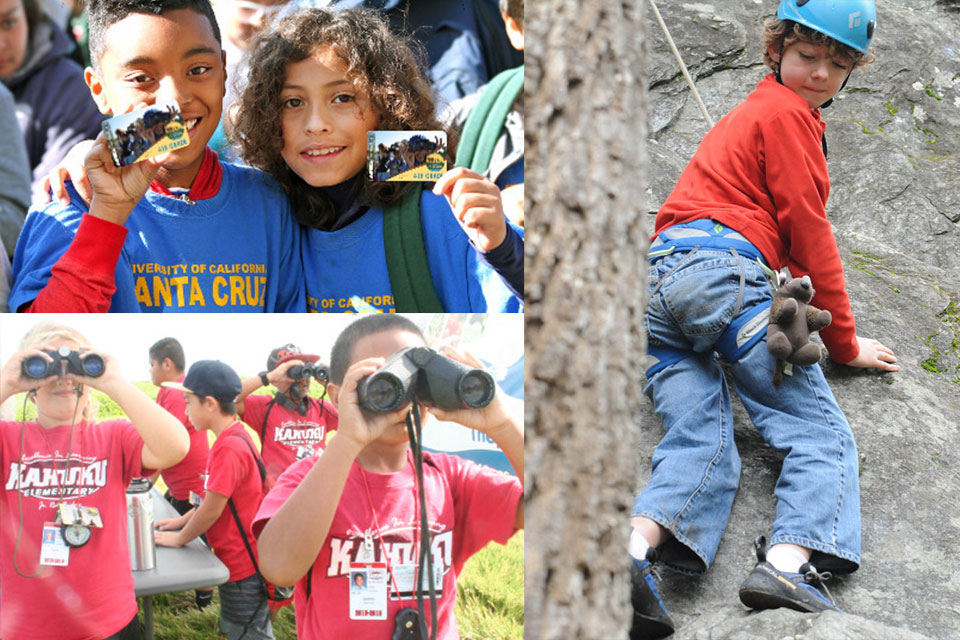 collage of fourth graders participarting in the Every Kid Outdoors program