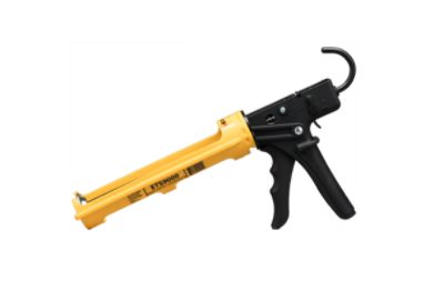 A black and yellow caulk gun.