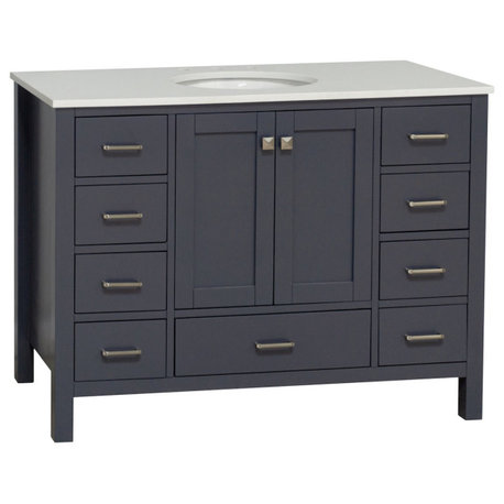 Kitchen Bath Collection Horizon 48" Bathroom Vanity, Marine Gray, Engineered White