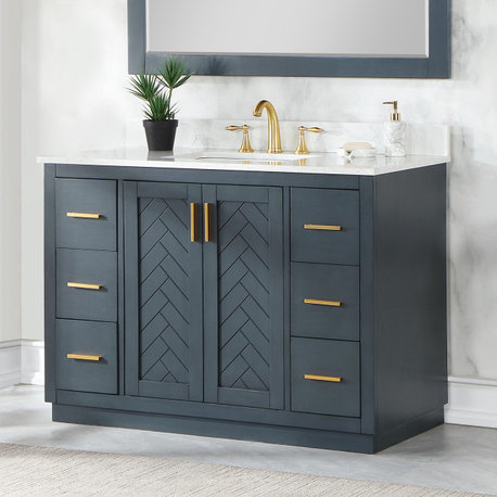 Gazsi Classic Blue Bathroom Vanity Set, 48", Without Mirror