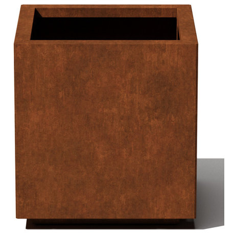 Metallic Series Corten Steel Cube Planter, Small