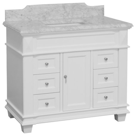 Elizabeth 42" Bathroom Vanity, White, Carrara Marble