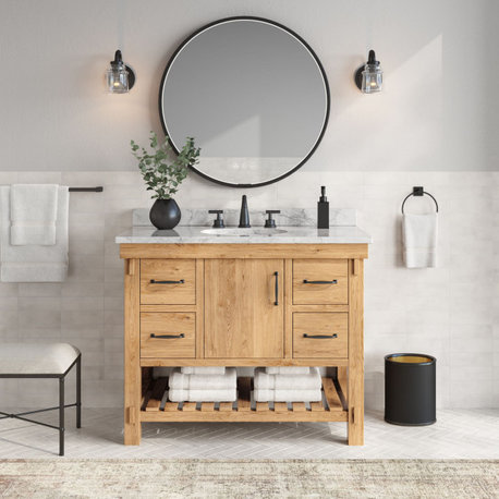 Bosque Bath Vanity, Driftwood, 42", Single Sink, Undermount, Freestanding