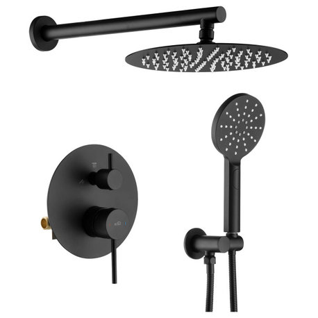 Circular Pressure 2-Function Shower System, Rough-In Valve, Matte Black