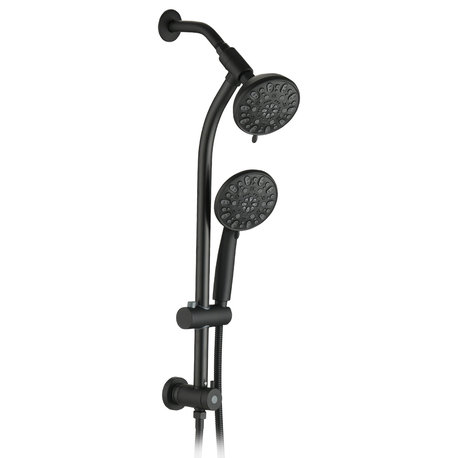 7 Spray Patterns Dual Shower Head with Slide Bar, Matte Black