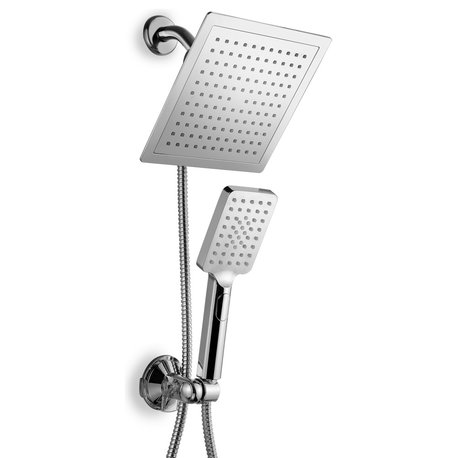 9" Rain Shower Combo with Flow Control Button, Chrome