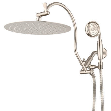 12'' Rainfall Shower Head Set with Upgraded Adjustable Extension Arm , Brushed Nickel