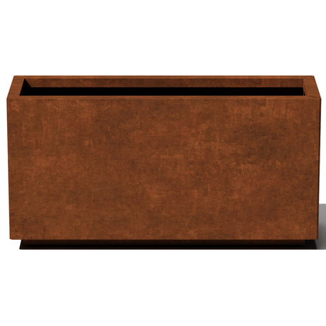 Metallic Series Corten Steel Long Box Planter, Medium