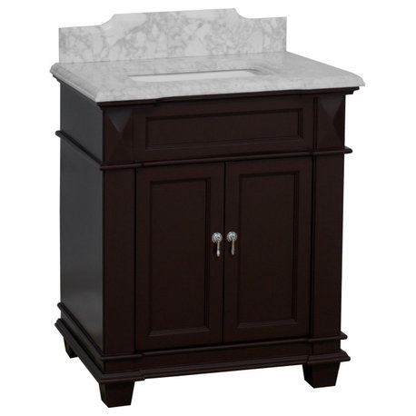 Elizabeth 30" Bathroom Vanity, Base: Chocolate, Top: Carrara Marble