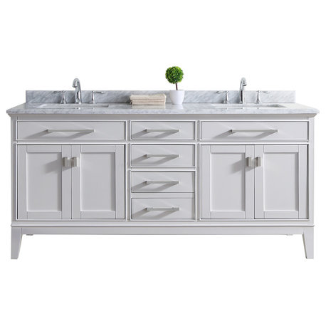 Danny 72" Double Sink Bathroom Vanity Set, White