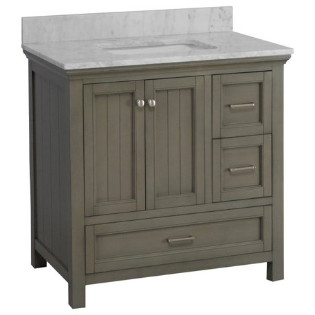 Paige 36" Bathroom Vanity, Weathered Gray, Carrara Marble