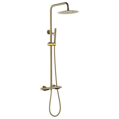 Wall-mounted Thermostatic Bathroom Shower set, Brushed Gold