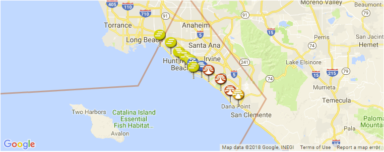 Orange County surf map