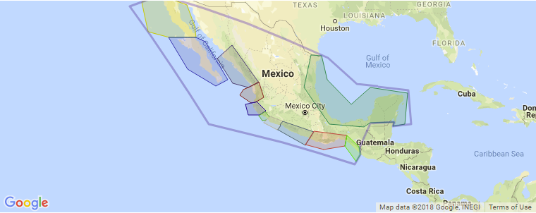 Mexico surf map