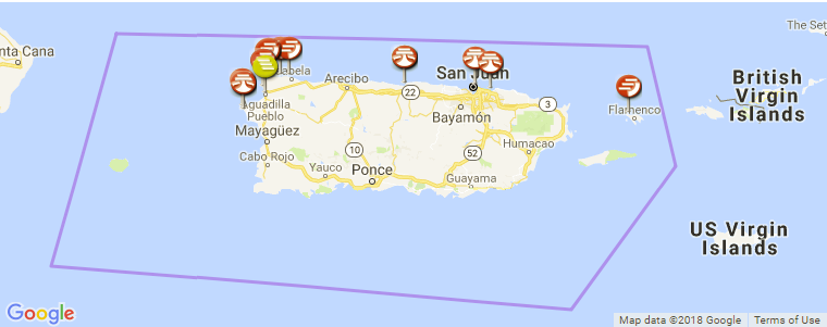 Puerto Rico surf map