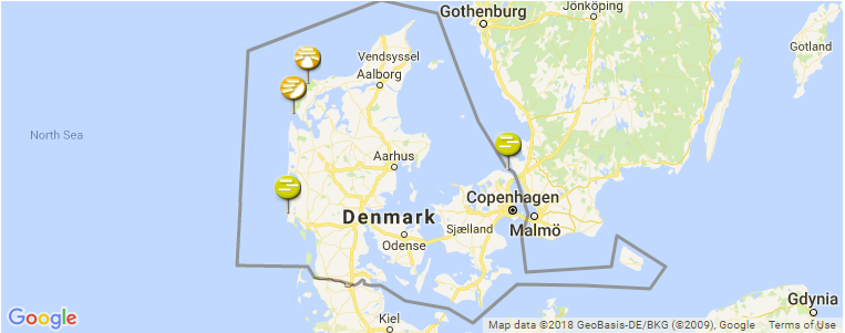 Denmark surf map