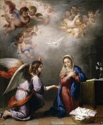 Annunciation , between 1660 and 1665 date QS:P,+1660-00-00T00:00:00Z/8,P1319,+1660-00-00T00:00:00Z/9,P1326,+1665-00-00T00:00:00Z/9 , Madrid, Museo del Prado