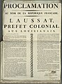 Laussat's 1803 proclamation regarding the restoration of Louisiana to the French Republic