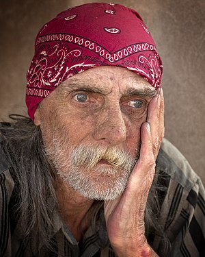 Portrait of a homeless person