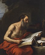 Saint Jerome reading label QS:Les,"San Jerónimo leyendo" label QS:Lpl,"Czytający św. Hieronim" label QS:Len,"Saint Jerome reading" , circa 1650-1652, Madrid, Museo del Prado