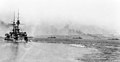 The battleship HMS Majestic, sunk during the Battle of Gallipoli, 27 May 1915.