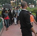 Michael Jackson with his children in Disneyland Paris, June 18, 2006, photo by jmerelo.