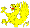 Demi-griffin (amended from File:Gold Griffin Supporter (Heraldry).svg by User:Tom-L)