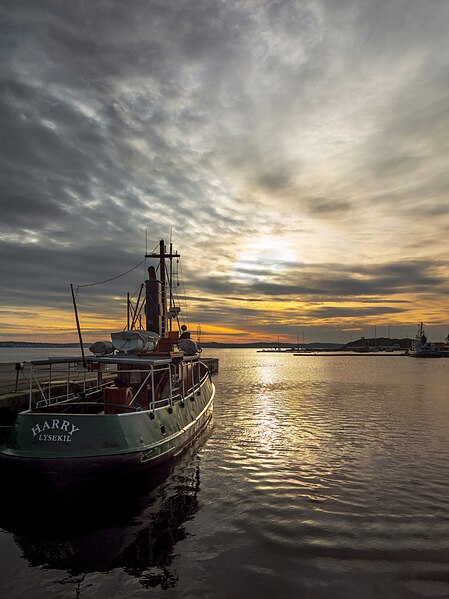 File:Faint winter sun on tugboat Harry in Lysekil.jpg