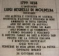 Plaque dedicated to Alois Negrelli in Trento