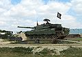 Canadian Leopard C2 at the Bovington Tank Museum, with a Lynx reconnaissance vehicle in the background