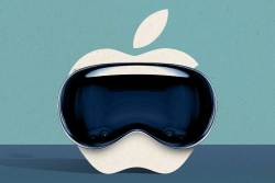 Illustration of Apple logo wearing Apple Vision Pro